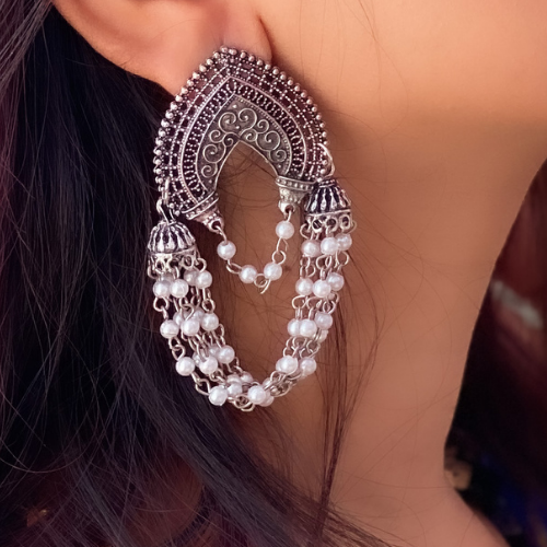 Mismatched Pink Chain Drop Stud Earrings | Caitlyn Minimalist